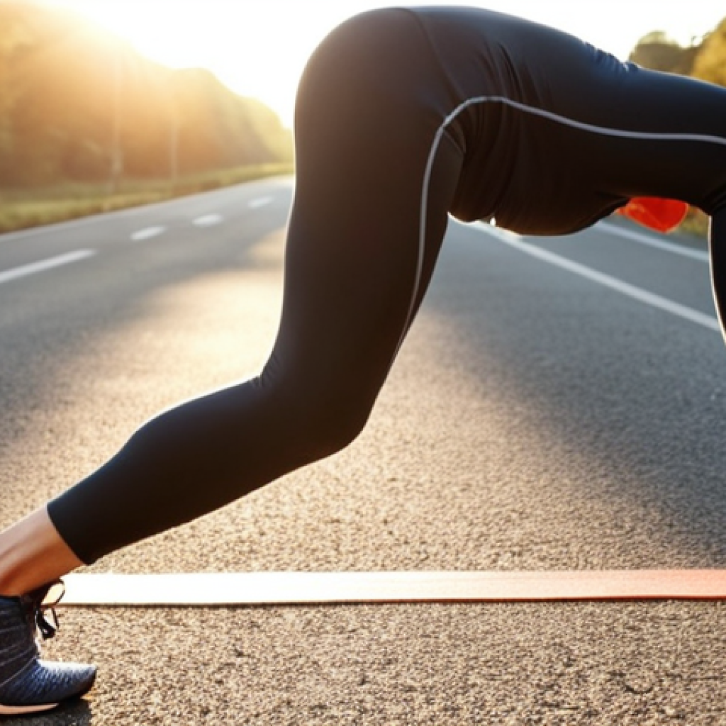 A person warming up before a run with light jogging and stretching. Focus on demonstrating the importance of pre-run preparation.