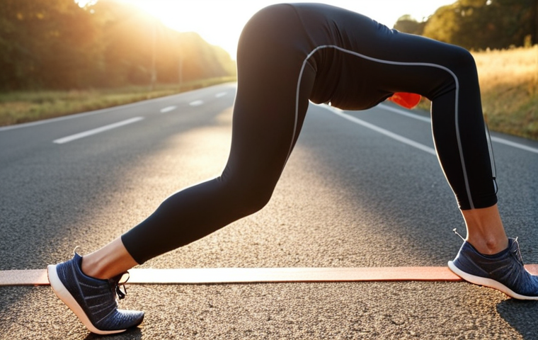 A person warming up before a run with light jogging and stretching. Focus on demonstrating the importance of pre-run preparation.