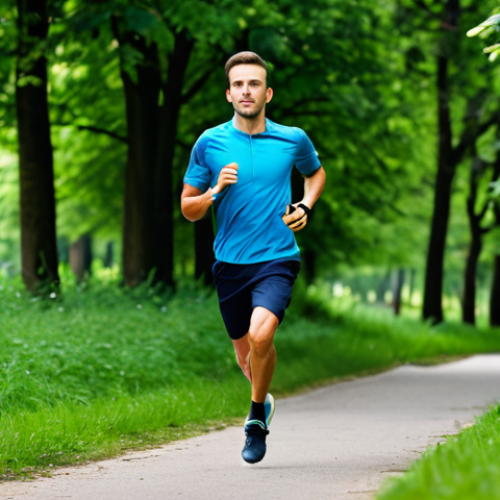 Home 7 **
"A fully clothed athlete wearing a modern running watch, focused and determined, jogging on a well-maintained path in a lush green park, professional photography, perfect anatomy, correct proportions, natural pose, safe for work, appropriate content, modest attire, family-friendly."
**