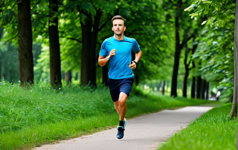 **
"A fully clothed athlete wearing a modern running watch, focused and determined, jogging on a well-maintained path in a lush green park, professional photography, perfect anatomy, correct proportions, natural pose, safe for work, appropriate content, modest attire, family-friendly."
**