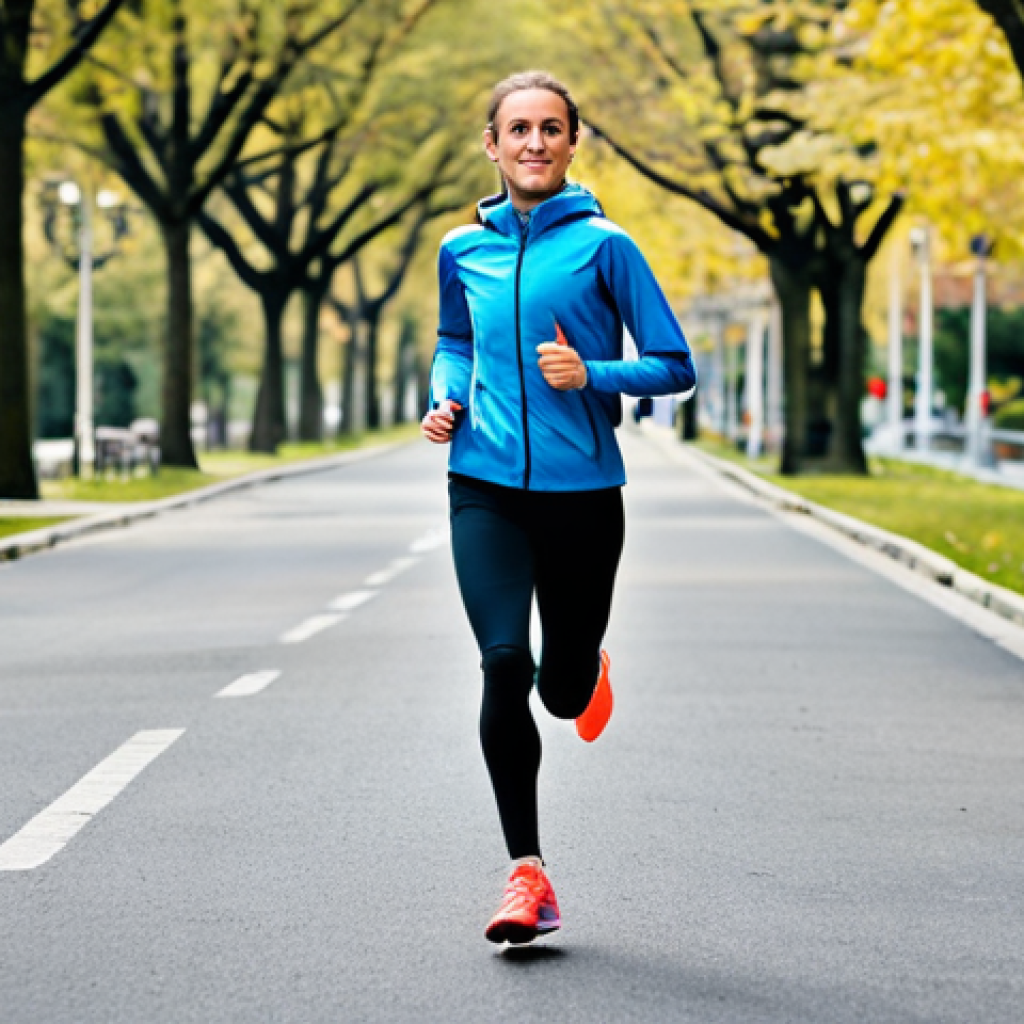 **
"A runner fully clothed in appropriate athletic wear, running on a paved road in a city park, safe for work, professional photography, perfect anatomy, natural proportions, bright daylight, family-friendly, modest clothing."
**