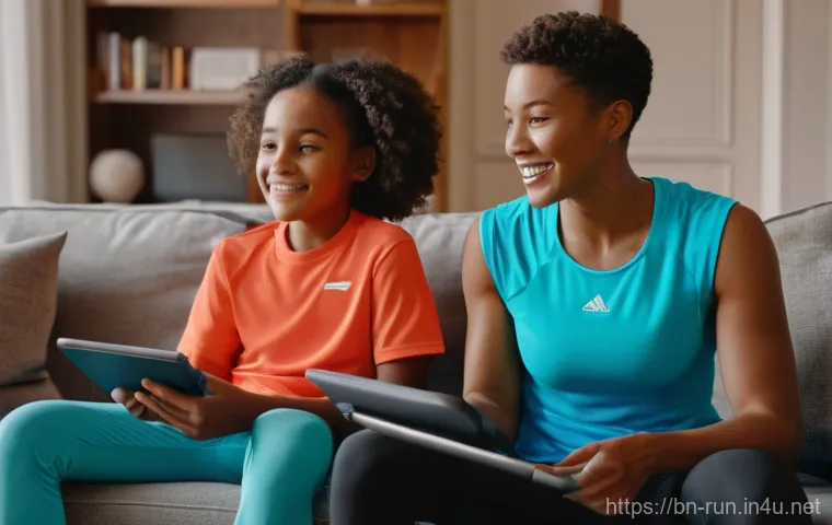 러닝 대회 실시간 중계 서비스 - **Prompt 1: The Global Cheers from Home**
    A diverse group of friends and family, aged between 10...