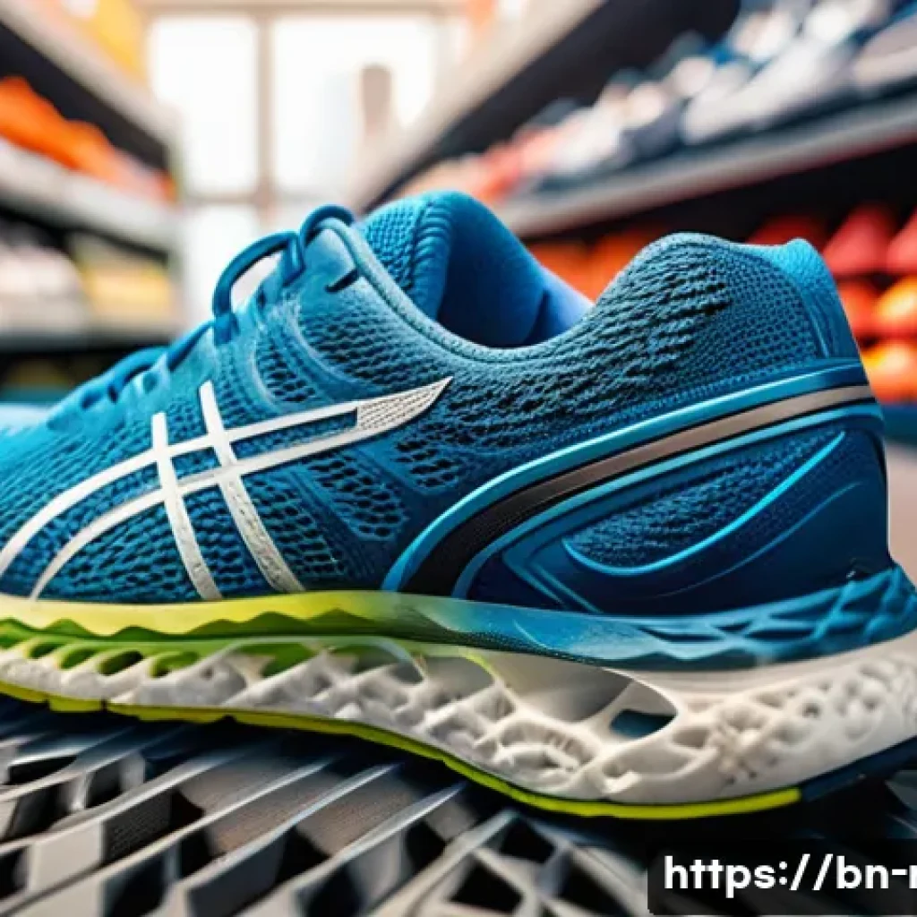 러닝화 추천 비교 - A detailed close-up image of a pair of breathable running shoes made with mesh material, placed on a...