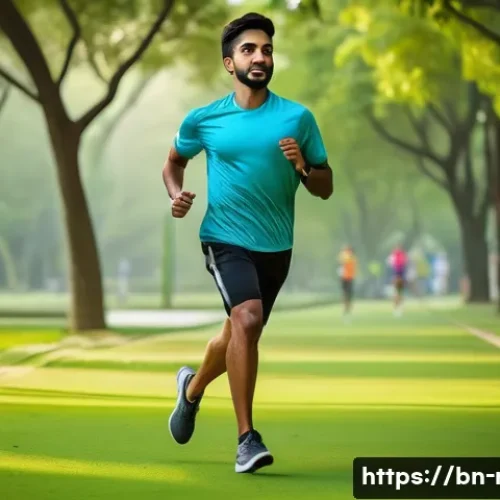 러닝화 초경량 모델 리뷰 - A dynamic scene of a Bengali male runner wearing lightweight, breathable running shoes with carbon f...